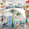 3D Printed Bus Surfboard with Palm Tree Pattern Bedding Cover Pillowcase Luxury Home Textiles Cartoon Car Camp Duvet Cover Sets