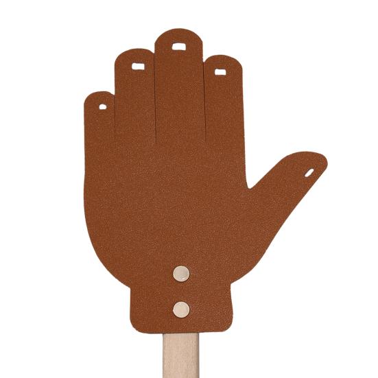 Heavy Duty Faux Leather Fly Swatter with Wood Handle Efficient Insect Catcher Comfortable Grip Easy to Store Palm Shape