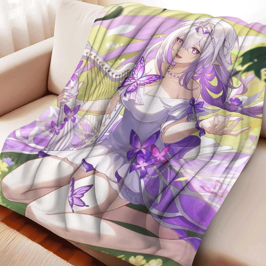 Cartoon Printed Flannel Blanket for Beds Hiking Picnic Fashionable Bedspread Throw Blanket