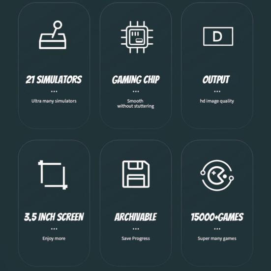 Портативное игровое устройство, игровая консоль с 3,5-дюймовым IPS-экраном, 20000 классических игр, перезаряжаемая