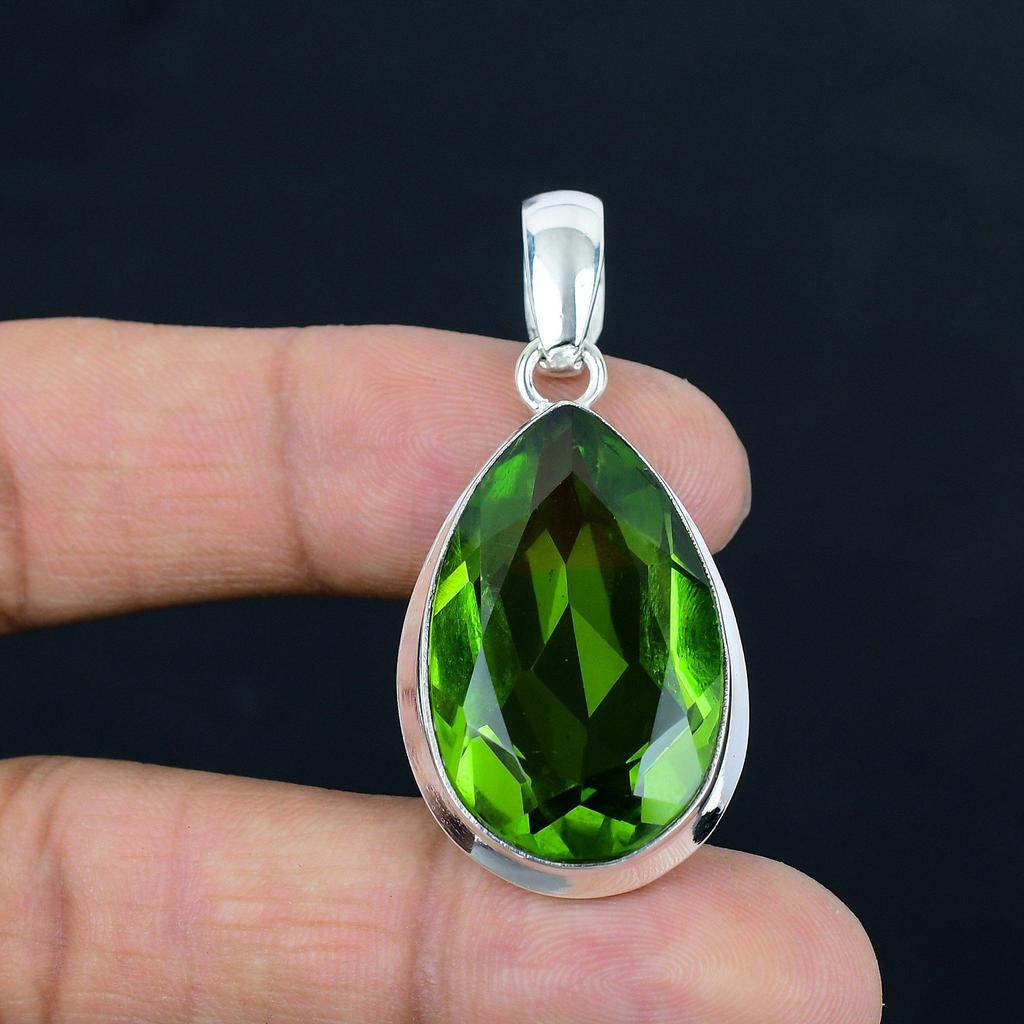 Подвеска из натурального граненого драгоценного камня перидота, серебро 925 пробы, ювелирные изделия-подвески, серебряные подвески ручной работы для подарка, пасхальный подарок