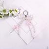 Women Girls Keychains Rings Holders Pearls Silk Ribbon Sweet Y2K Bag Pendants Creative