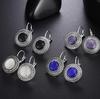 Большие серьги-капли для женщин, винтажные висячие серьги, синие, черные, круглые серьги с камнями ARI