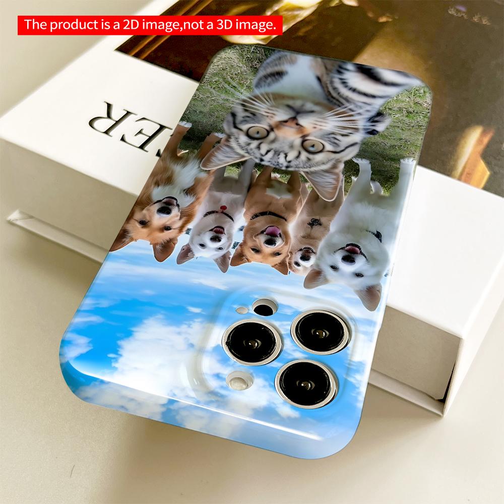 Selfie with Six Dogs and One Cat All inclusive film hard phone case, compatible with iPhone 18 Pro Max 17 16 15 14 13 12 11
