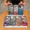 For IPhone 16 Promax Sparkling Diamond Phone Case for Apple 15 Love Butterfly 14 Gradient Sparkling Pink Soft Case