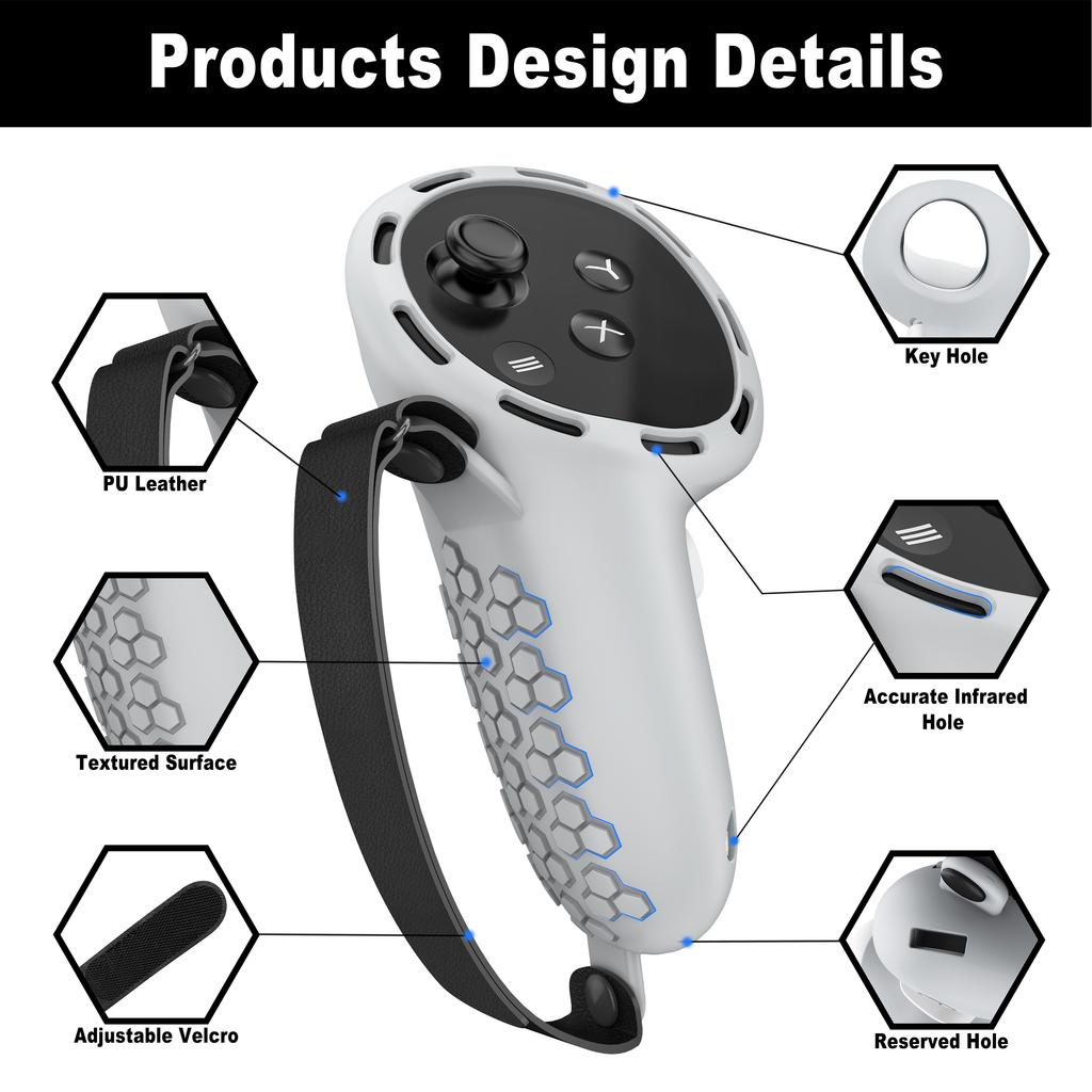 1 пара нескользящих силиконовых чехлов для контроллеров Meta Quest 3/3S VR