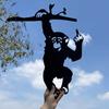 Yousheng Middle Finger Monkey Silhouette Sign Weather-proof Heavy Duty Outdoor Garden Patio Yard Tree Hanging Hollow Metal Monkey Decoration Ornament