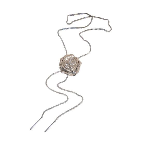 Женское ожерелье с бабочкой и розой, длинная кисточка, регулируемая, гальванизированная подвеска, нагрудная цепочка, ключица