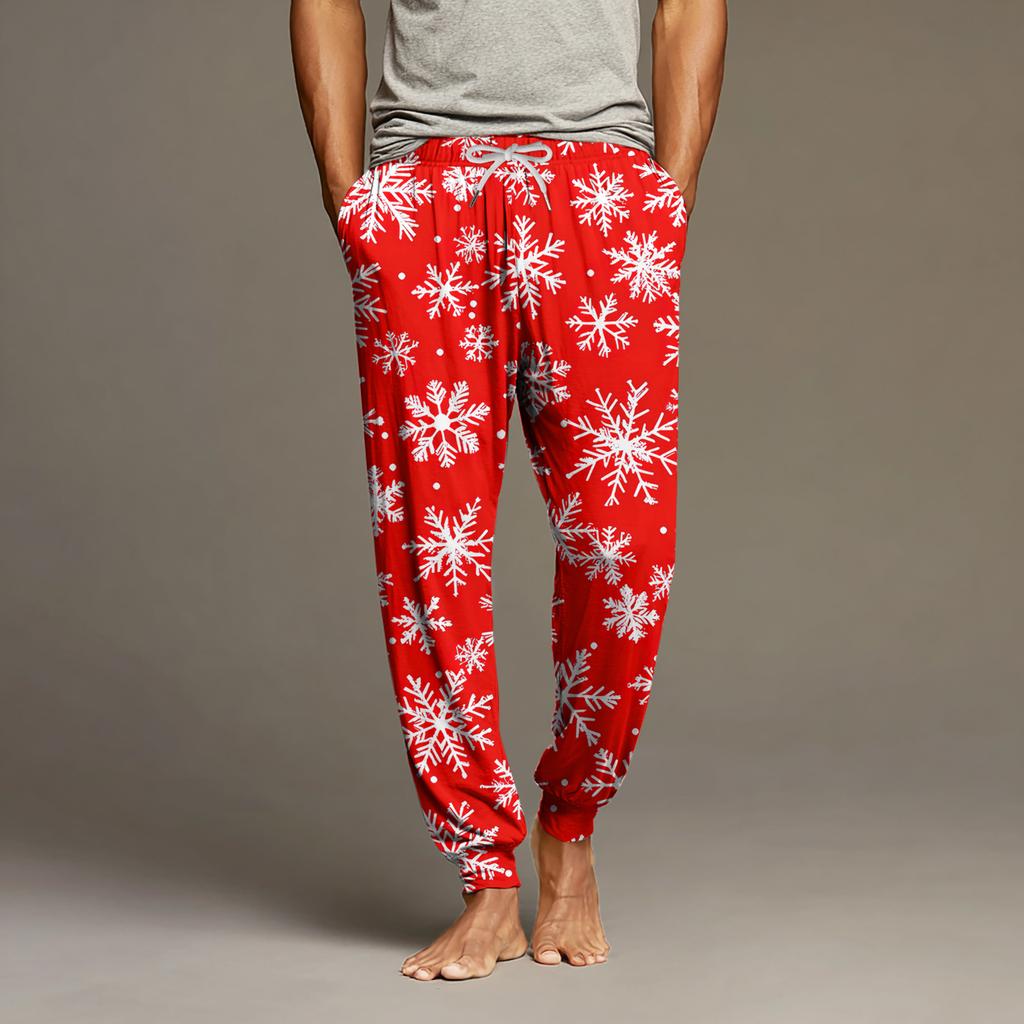 Мужские повседневные брюки с карманами на кулиске и манжетами, домашние брюки для сна