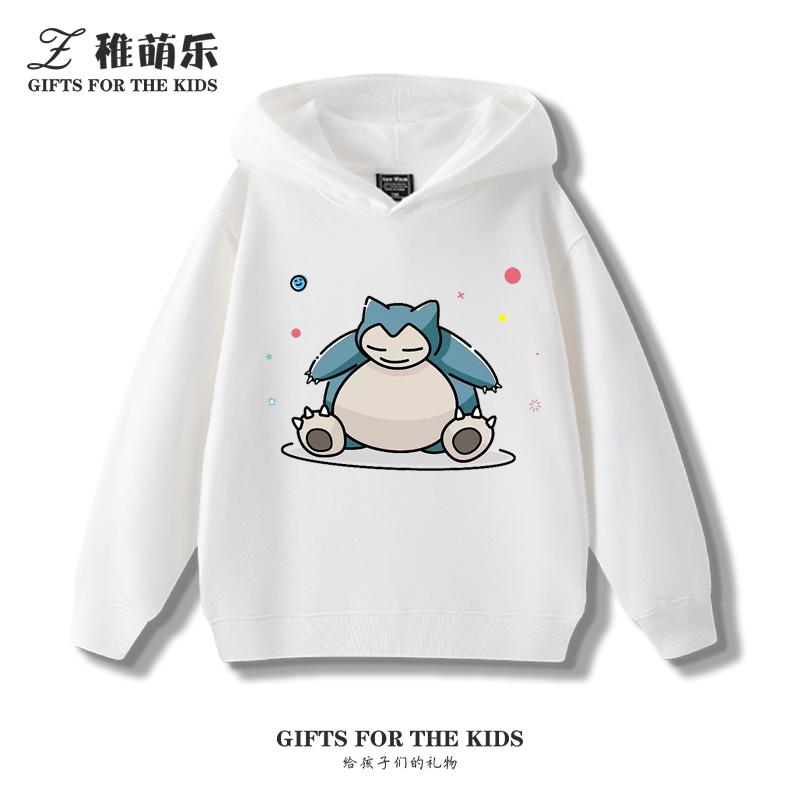 Children's Cartoon Pokémon Snorlax Printed Pullover Clothes Boys Girls Autumn and Winter Casual Fashion Warm Hooded Sweatshirt