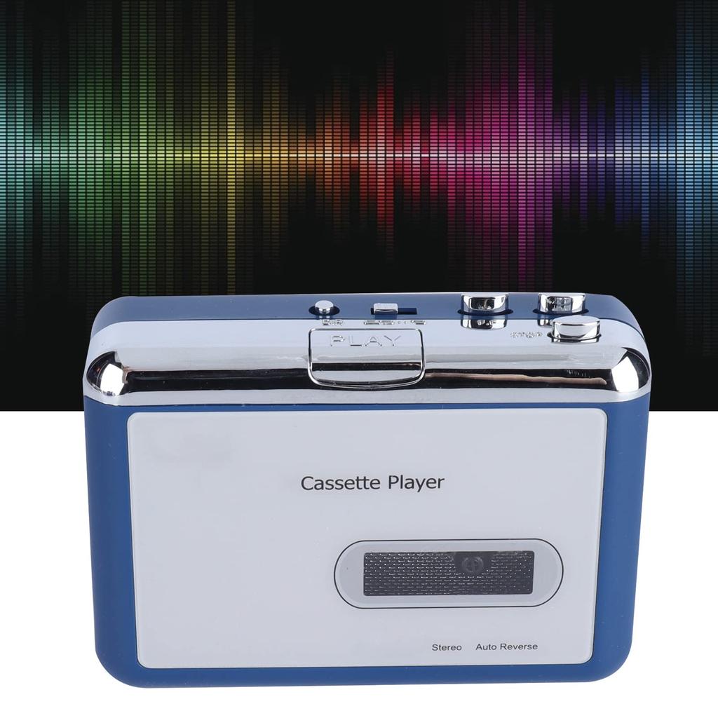 Cassette player with output to headphone transfer music to headset or 2 AA batteries or USB powered auto-reverse, speaker, speaker,