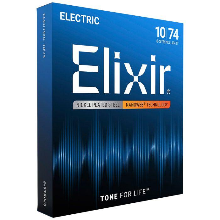 Elixir 12062 electric nanoweb 8 cordes light 10-74 cordes guitare