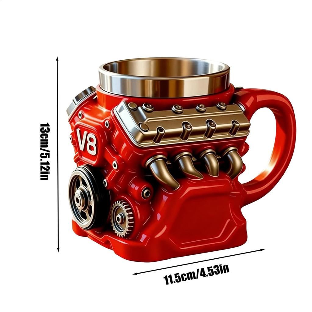 V8 Engines Themed Coffee Mug Handmade Coffee Cup For Car Lovers Funny 3d Large Capacity Tea Hot Beverage Mug For Home Office
