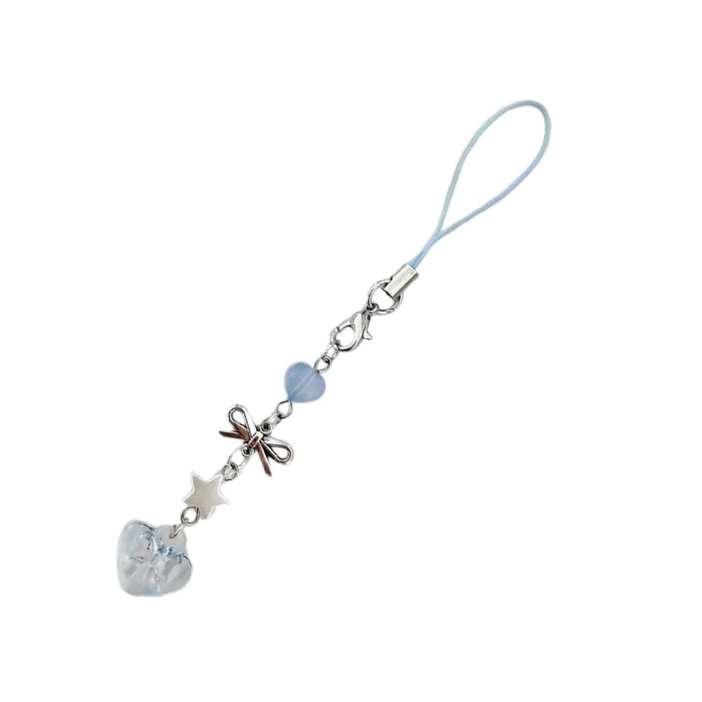 Красочная цепочка для телефона из бусин, смоляной брелок, бантик, сердечко, шарм-звезда, женский брелок для ключей, стильный шнурок для телефона, аксессуар