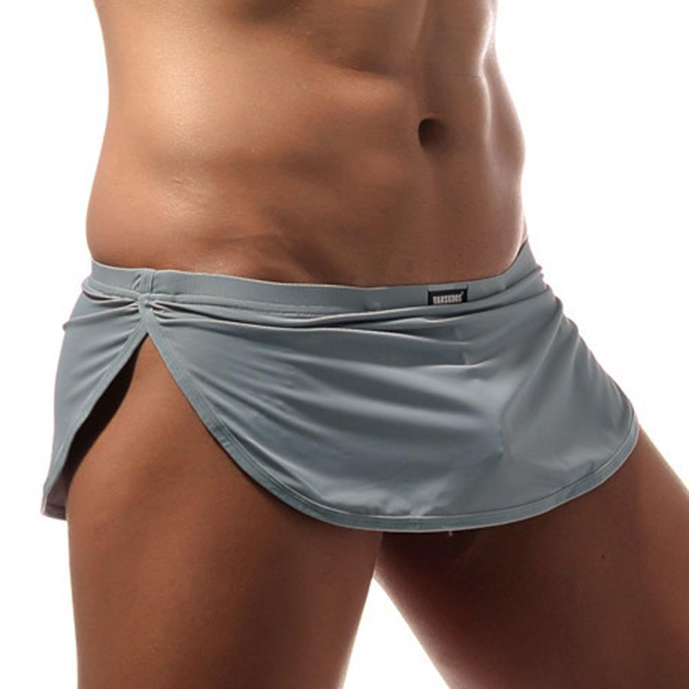 Mens Home Pant Casual Shorts With Penis Pouch Thong Elastic Trunks Underwear