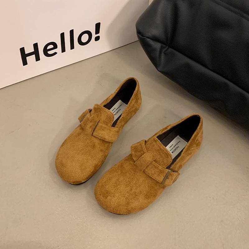 Женские замшевые туфли на одной подошве Birkenstock в стиле французского ретро, новая модель осень-зима, универсальные, с пряжкой-ремешком