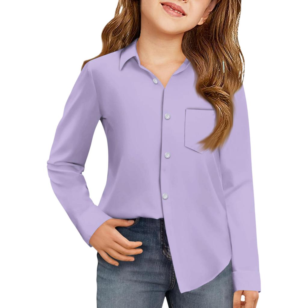 Girls' Button-Down Shirt - Long Sleeve Dress Blouse