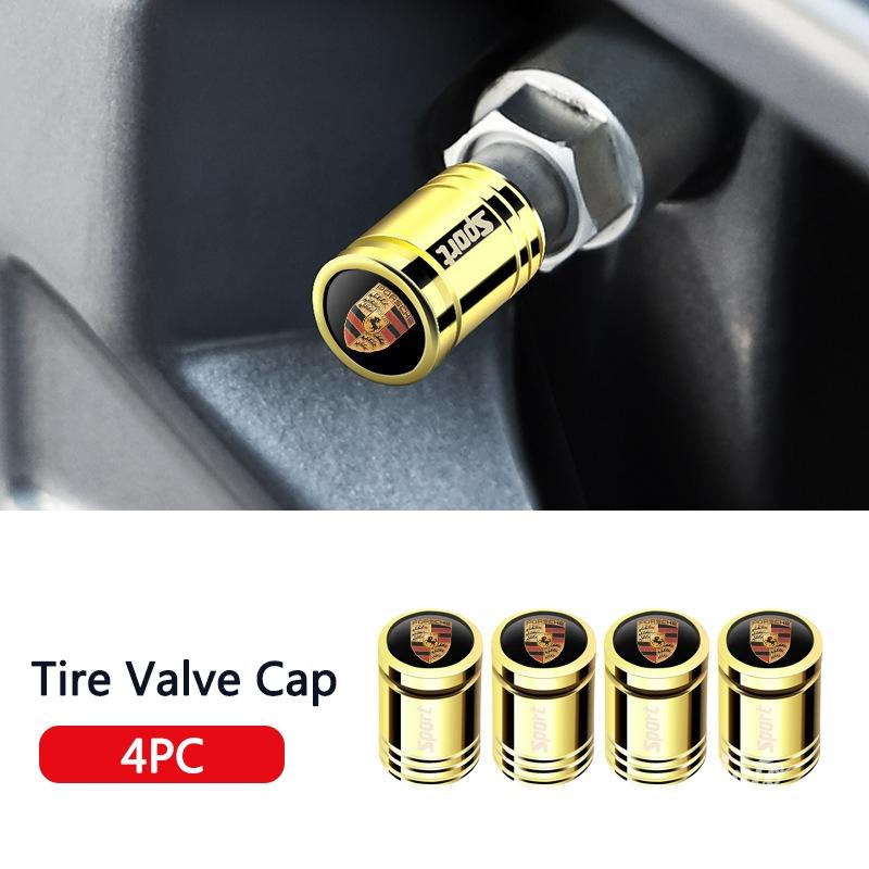 4PC Metal Car Wheel Tire Valve Cap Tyre Stem Cover Accessories For Porsche Cayenne Macan 911 718 Taycan Boxster Cayman stickers