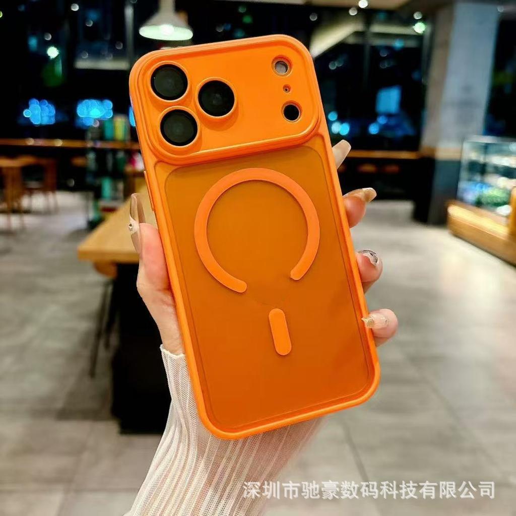 Матовая магнитопривлекательная накладка для iPhone17promax однотонный противоударный чехол для мобильного телефона Apple 16 линза всесторонне защищающий ПК