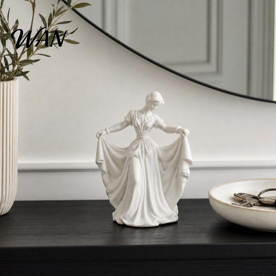 3D Printed Home Decor Dancer Figurine, Elegant Dance Girl Statue with Flowing Dress, Aesthetic PLA Art Classical Ornament Sculpture for Decor, Modern