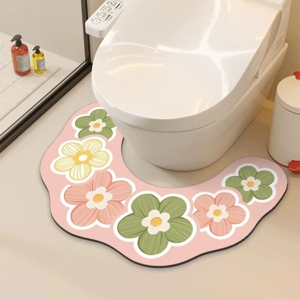 Anti Slip Bathroom Mat Water Absorbing U-shaped Floor Mat Beautiful Toilet Mat Toilet Room