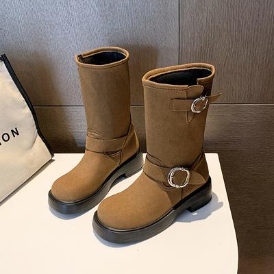 Ботильоны до середины икры на квадратном каблуке, современные, весна/осень, слипоны, женская обувь на распродаже 2024, брендовые, с круглым носком, на среднем каблуке, однотонные женские ботинки