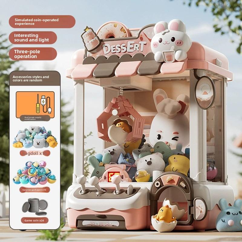 Игровой автомат для кукол Сделай сам Детский игровой автомат с монетоприемником Мини-кран для захвата игрушек Музыкальная кукла Детские рождественские подарки Игрушка для мальчика и девочки