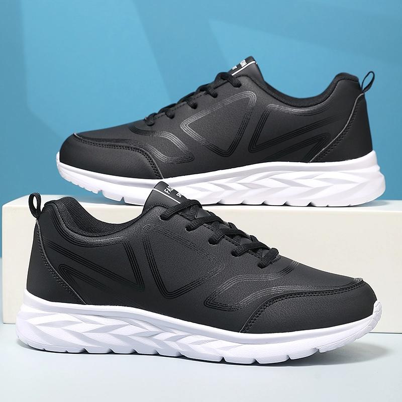 Fashion New Men Running Shoes Size 46 Male Sneakers Anti-slip Breathable Men's Walking Shoes Lace Up Soft Casual Shoes Lightweight Black