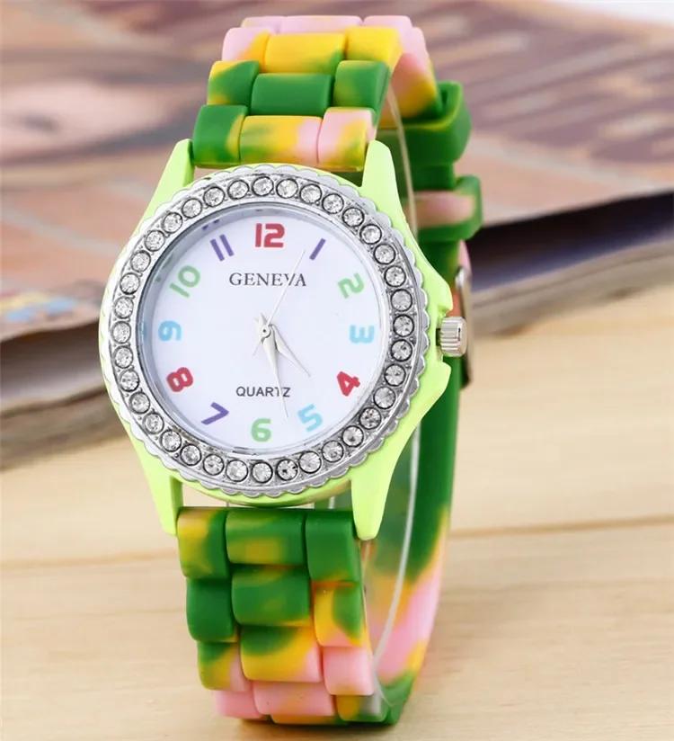 New Rainbow Fashion Women Watches Luxury Camouflage Women Quartz Watch Girl Silicone Waterproof Dress Wristwatch Female Clock