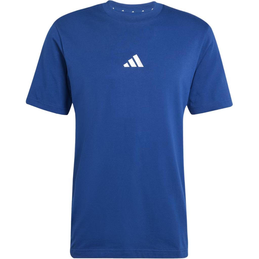 adidas Мужская футболка с круглым вырезом и короткими рукавами с логотипом, топ, темно-синий JE6399