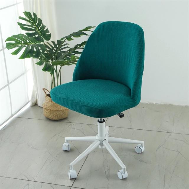 Polar Fleece Stretch Duckbill Chair Cover Curved Back Office Chair Cover Low Back Round Elastic Seat Slipcover Shell Chair Cover