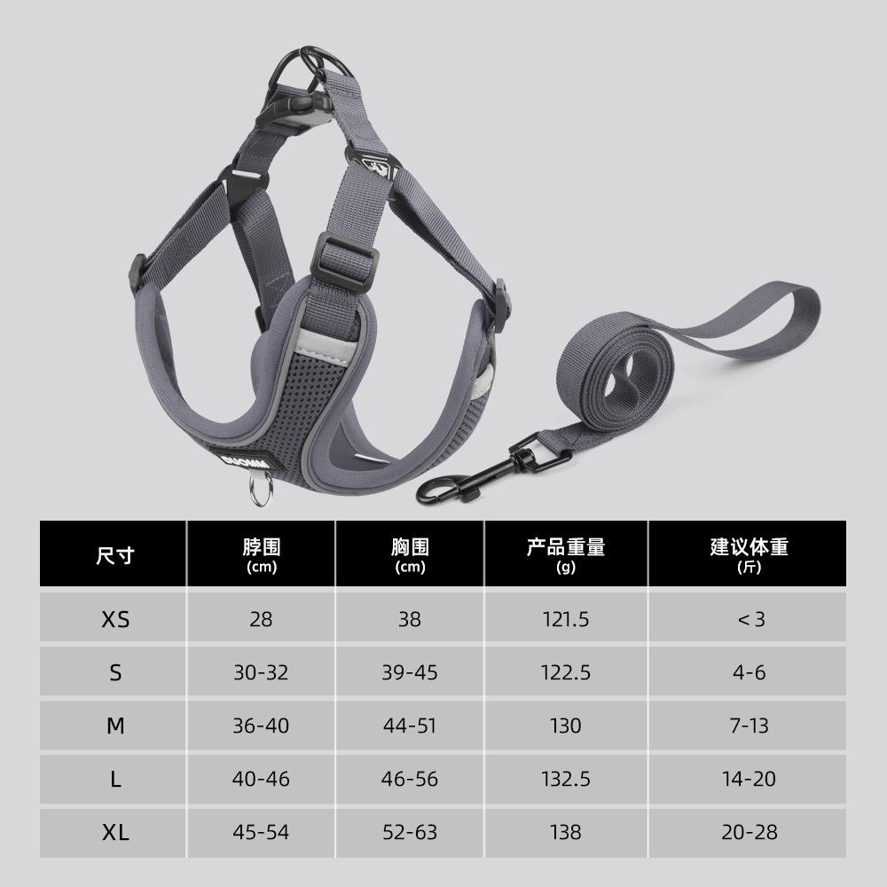 Новый нагрудный ремень для собак со встроенным фонариком, снижающий нагрузку, поводок для выгула собак, можно повесить жетон, светоотражающий поводок для домашних животных