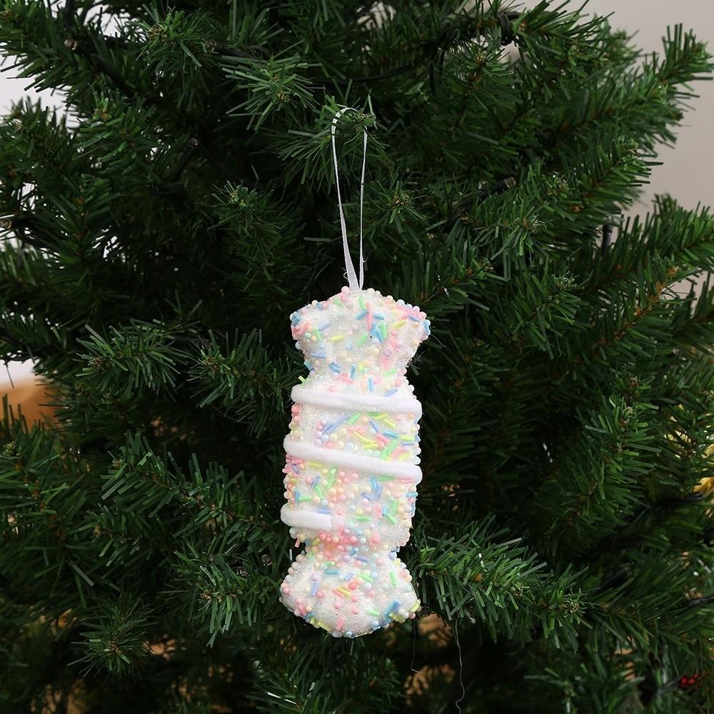 Flocking Xmas Tree Decor DIY Ice Cream Pendant Creative Candy Cane Ornament Home Decor