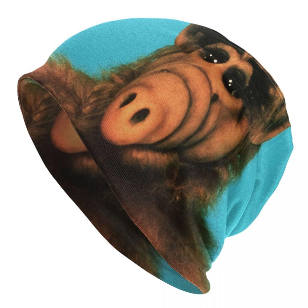 Шапка-бини «Альф с цветком», унисекс, зимняя теплая шапка, женские вязаные шапки, уличные лыжные шапки с изображением чужого существа, шапки-бини Skullies, шапки