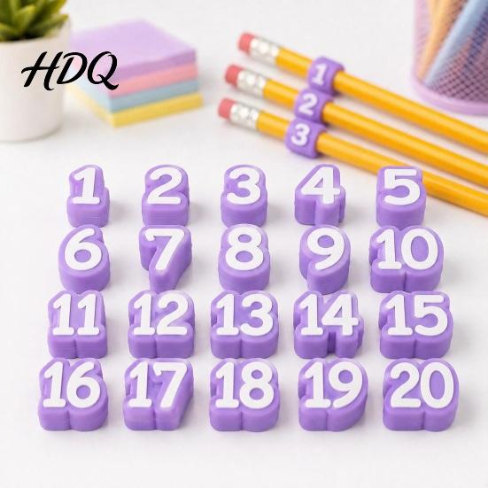 Наконечники на карандаши для класса 20 шт. Нумерованные наконечники 1-20 Многоразовые этикетки для организации Инструменты для нумерации учеников Маркеры для отслеживания учителями Клип