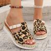 Fashion Fashion Leopard Print Wedge Sandals for Women Buckle Strap Slip On Platform Sandles Woman Summer Comfort Thick Sole Beach Shoes