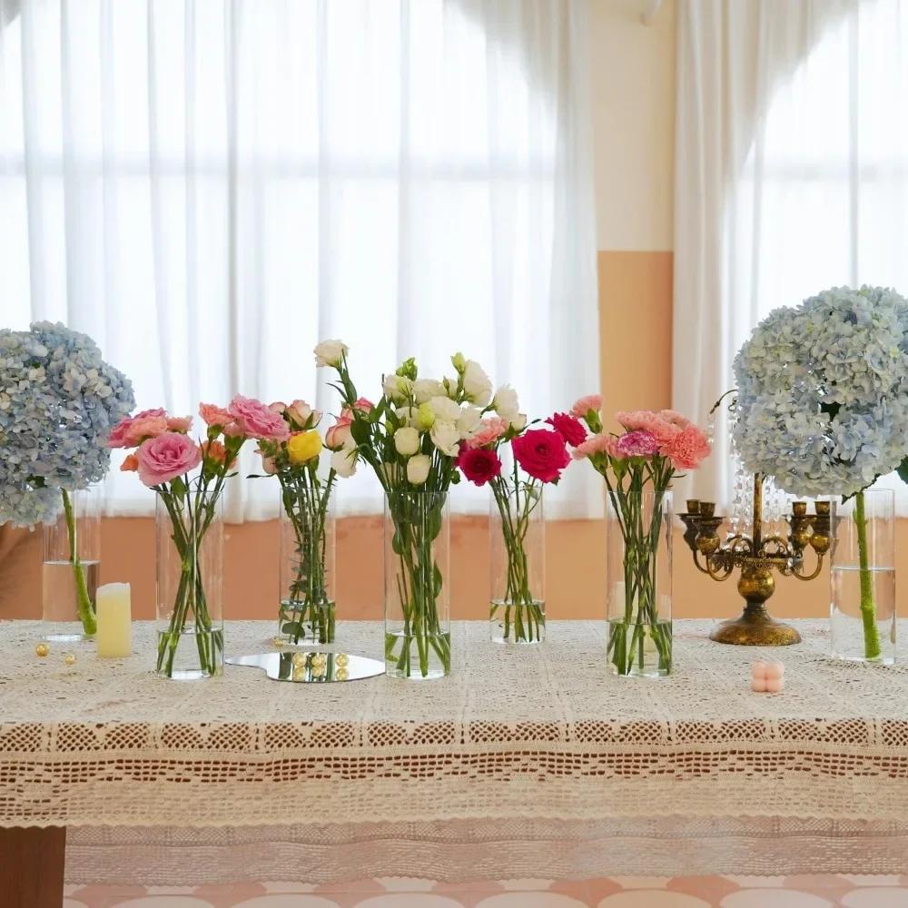 7 шт. Стеклянные цилиндрические вазы для украшения центра стола - 10 дюймов высотой стеклянные вазы для цветов украшение дома свадебное украшение стола ваза