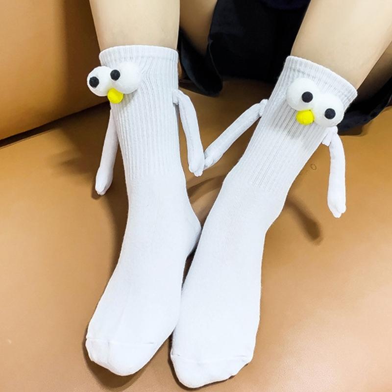 Магнитные носки для пары, смешные куклы, держащиеся за руки, matching носки до щиколотки для лучшего друга, парня, девушки, носки дружбы
