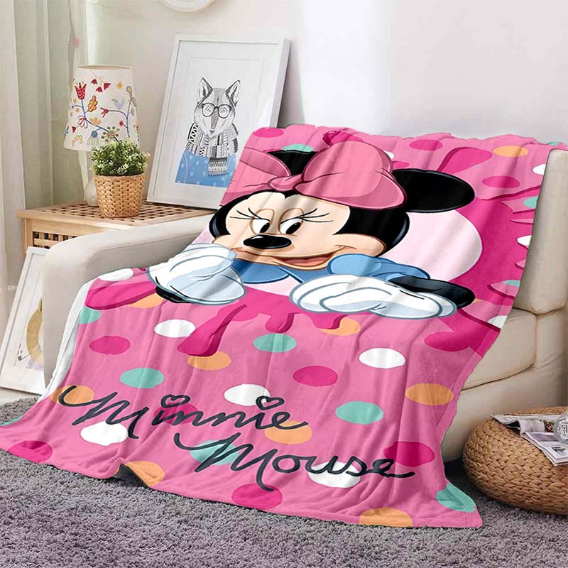 Multi-Sizes Minnie Mouse Cartoon Print Blanket Warm Soft Flannel Material Suitable for All Seasons Adult Children Luxury Gifts