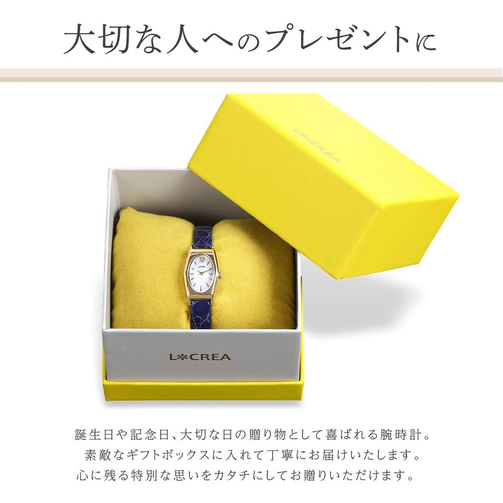 LCrea Ovale Solar Watch LC2003-PGWHRIV Women's Leather Ivory Made in Japan 3 ATM
