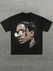 Ретро Солнцезащитные Очки ASAP Rocky Круглые Серый Портрет С Подписью Печать Графическая Футболка Повседневный Принт
