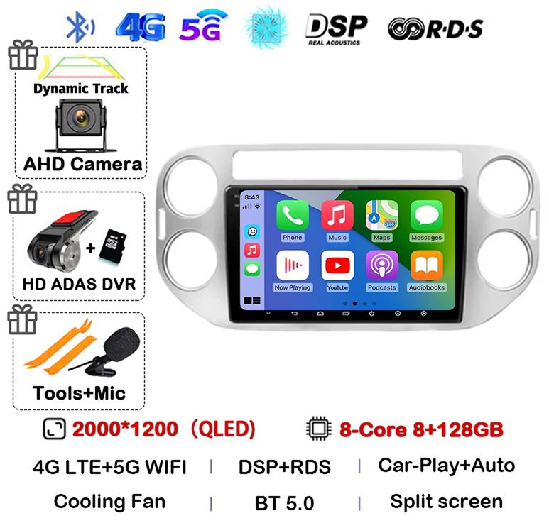 Android 14 Carplay Автомагнитола для VW Volkswagen Tiguan 1 NF 2006 2008-2013 2014 2015 2016 Мультимедиа GPS Видеоплеер Стерео