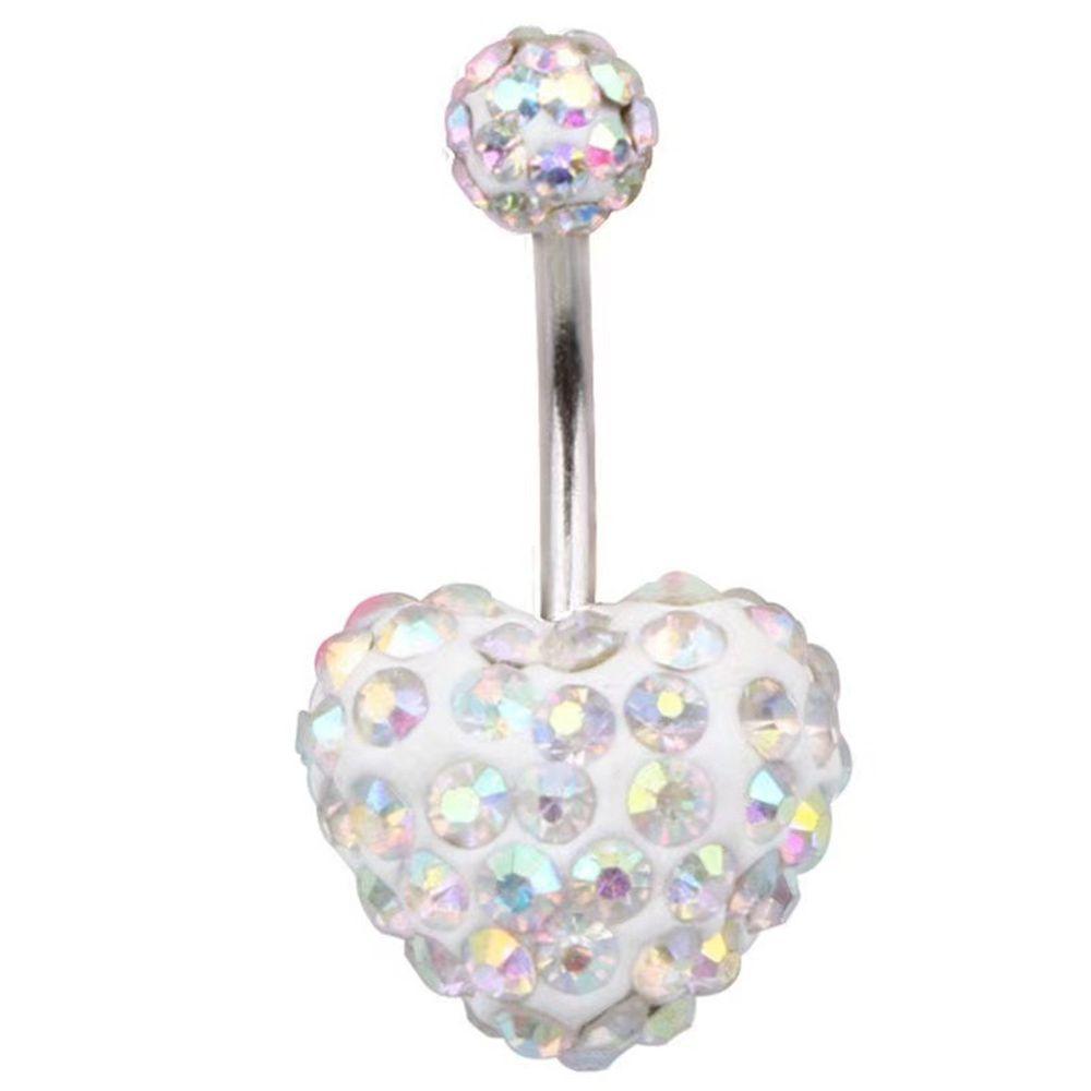 Двойной драгоценный камень Кнопка Мульти Кристалл Поддельное кольцо в пупок Сердце Штанга для живота Кольца для пупка Пирсинг тела