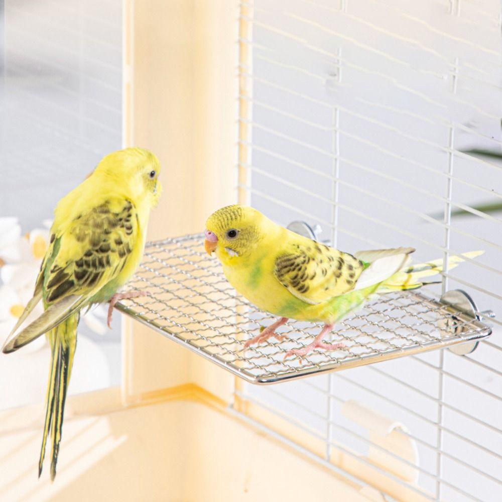Stainless Steel Parrot Steel Mesh Platform Wear Resistant Parrot Resting Springboard for Bird Cage