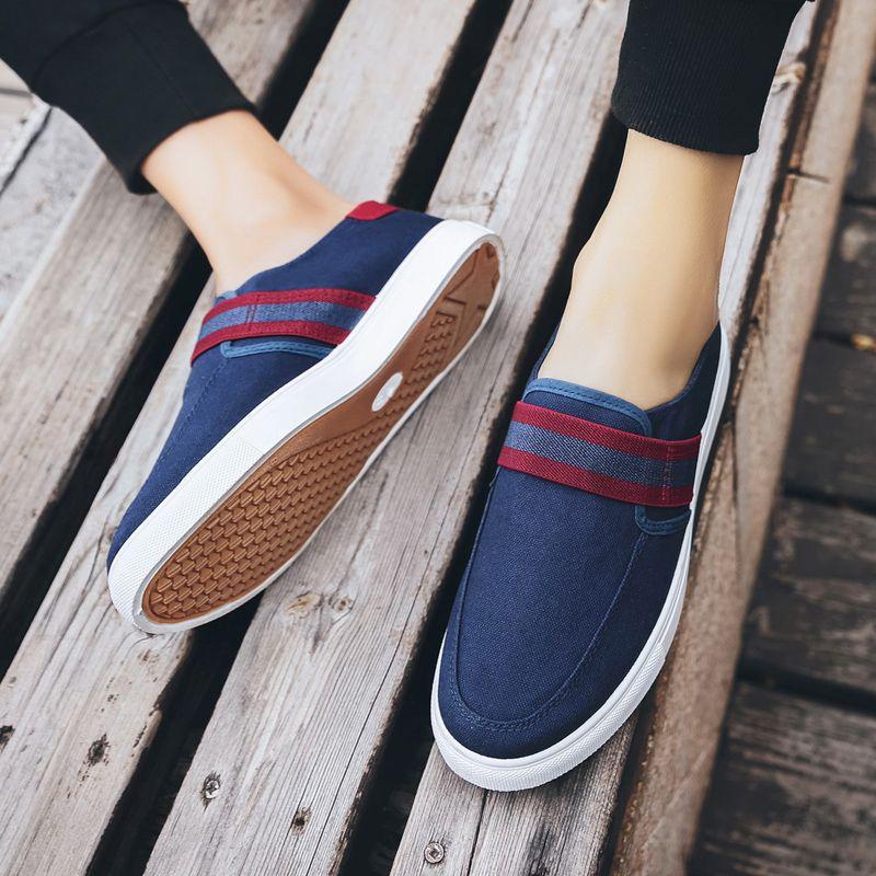 2024 лето новые мужские парусиновые туфли корейская версия повседневные студенческие туфли на одном ходу ленивые тканевые туфли трендовые мужские туфли