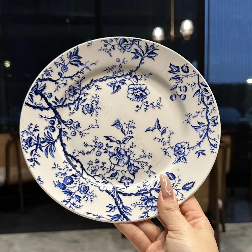 Керамические тарелки в ретро-французском стиле, легкие, роскошные, для ресторана, десерта, домашняя тарелка, изысканные блюда, обеденная тарелка, изысканная посуда