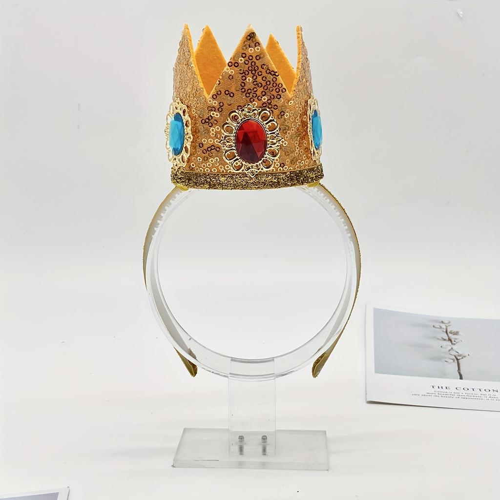 Элегантный блестящий золотой ободок-корона, реквизит для фото на день рождения, Хэллоуин, косплей короля и королевы, забавный аксессуар для вечеринки, аксессуар для сценического выступления