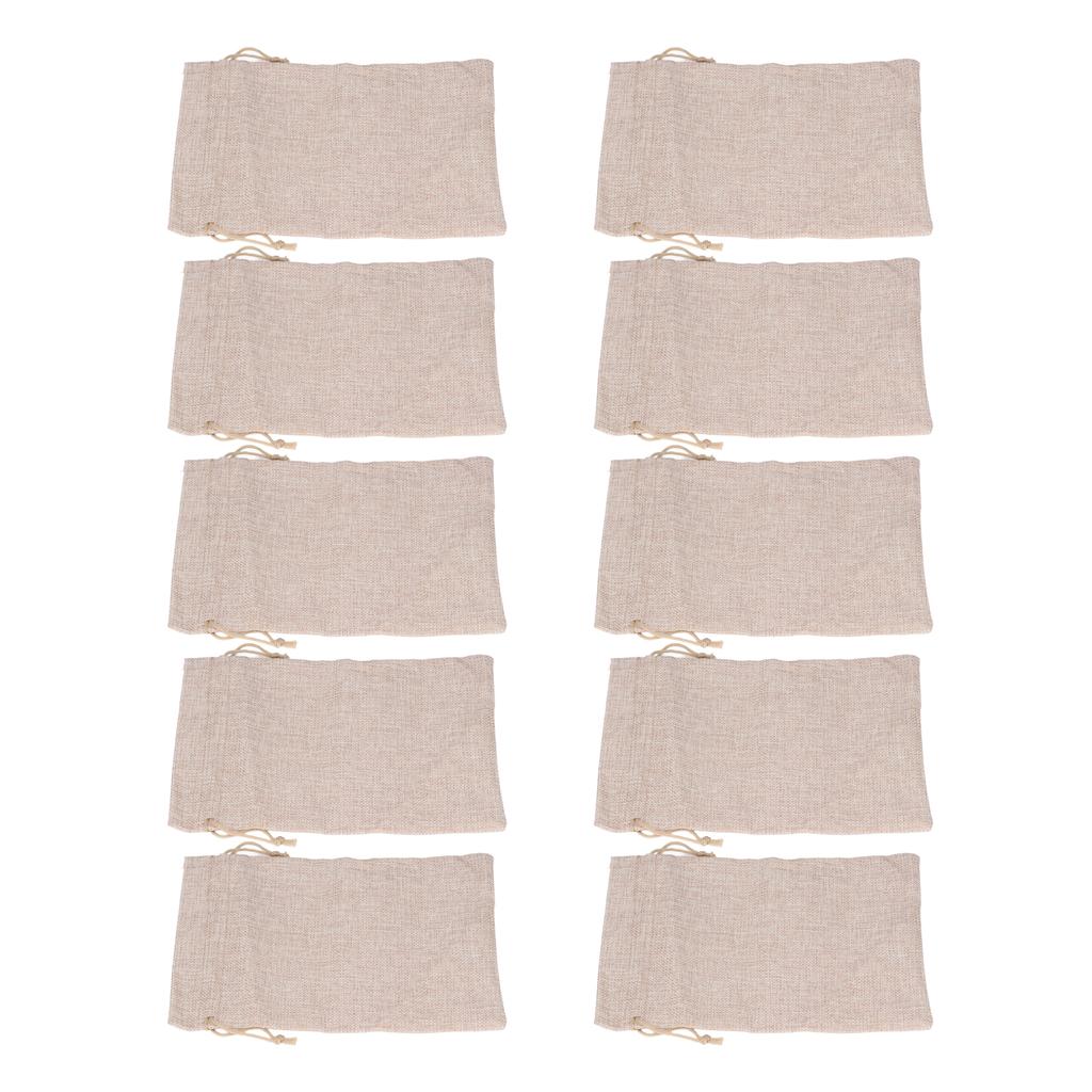 10 шт. Хлопково-льняной мешочек Маленький мешочек для хранения на шнурке 9 X 6,7 дюйма Многоразовый мешочек для хранения хлеба, цветов