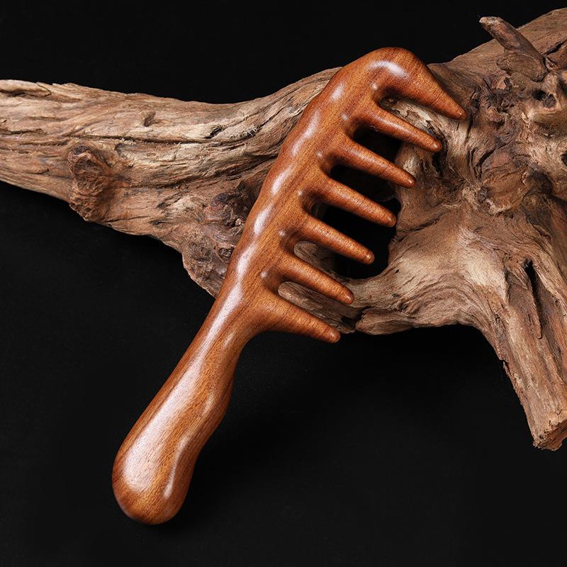 Natural Sandalwood Hair Combs Anti-Static Wooden Comb Massager Long Wide Tooth Detangle Sandalwood Comb Hair Care Household Gift