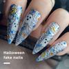 Накладные ногти с длинным кончиком, призрак Хэллоуина, стильный гламурный дизайн, веселый, безопасный, длительный срок службы, противоломкие накладные ногти
